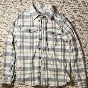 J. Crew Seaboard soft knit shirt in Cream and Gray plaid